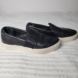 Birdies Women’s 7.5 Black Leather Slip-On Sneakers Comfort Casual Shoes